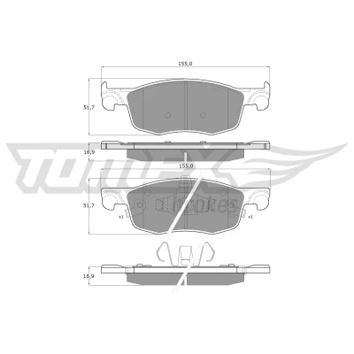 Imagem de TOMEX brakes TX 60 50 Jogo de pastilhas para travão disco Eixo dianteiro com avisador sonoro desgaste TOYOTA: Yaris IV