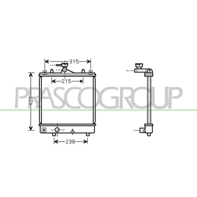 Imagem de PRASCO OP304R001 Radiador, arrefecimento do motor Alumínio 380mm 378mm 34mm Aletas de refrigeração unidas mecanicamente