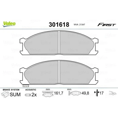 Imagem de VALEO 301618 Jogo de pastilhas para travão disco FIRST Eixo dianteiro incl. contacto aviso desgaste sem chapa anti ruído NISSAN: Pick Up