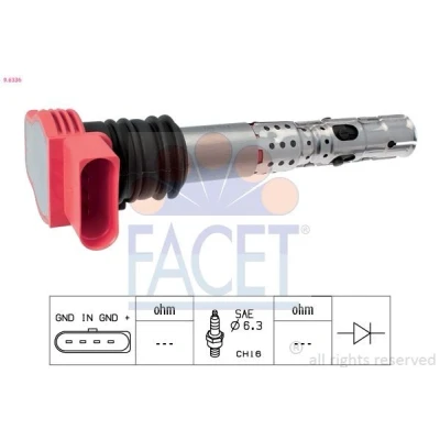 Imagem de FACET 9.6336 Bobina de ignição Vermelho COIL ON PLUG AUDI: A4 B6 Sedan, A6 C5 C6 Sedan
