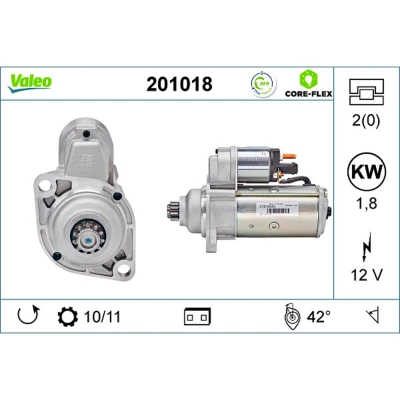 Imagem de VALEO 201018 Motor de arranque 12,1 1,8 VOLKSWAGEN: Golf 4, Polo III Hatchback, Bora Sedan, SEAT: Ibiza 2, 3, Alhambra I, AUDI: A3 Hatchback