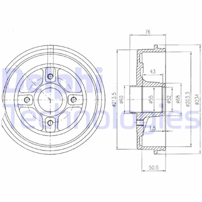 Imagem de DELPHI BF423 Tambor de Travão sem anel sensor do ABS, o rolamento da roda 234 RENAULT: Kangoo I, I Express