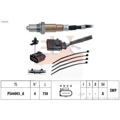 Imagem de EPS 1.998.204 Sonda lambda Made in Italy OE Equivalent com aquecimento, plana, Rosca pré lubrificada VOLKSWAGEN: Polo V Hatchback, Golf 5
