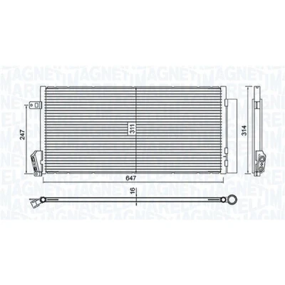 Imagem de MAGNETI MARELLI 350203619000 Condensador com secador 647x311x16 311mm 647mm 16mm OPEL: Combo D Van / Carrinha, FIAT: Doblo II Carrinha
