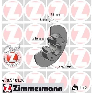 Imagem de ZIMMERMANN 470.5401.00 Disco de travão RENAULT: Clio 4, MEGANE 3 Grandtour, SCENIC
