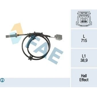 Imagem de FAE 78468 Sensor de ABS com cabo Hall 2 715