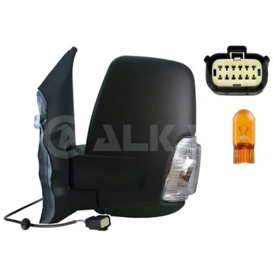 Imagem de espelho retrovisor Alkar 9029734 esquerda branco elétrico aquecível, dobrável electricamente, com grande angular, Braço do curto, conv