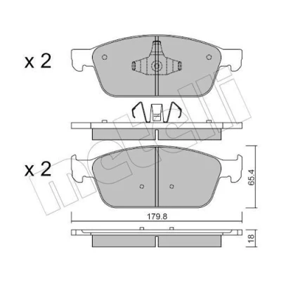 Imagem de METELLI 22 0989 0 Jogo de pastilhas para travão disco excl. contacto aviso desgaste FORD: FOCUS 3, 3 Turnier, Transit Connect V408 Van