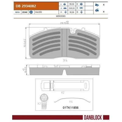 Imagem de DANBLOCK Jogo de pastilhas para travão disco preparado indicador aviso desgaste com acessórios DB 2934082