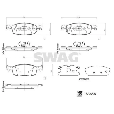 Imagem de SWAG Jogo de pastilhas para travão disco Eixo dianteiro com avisador sonoro desgaste 33 10 9110 TOYOTA: Yaris IV