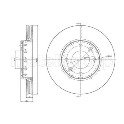 Imagem de METELLI Disco de travão 280,0mm 26,0mm 4 72,0mm ventilado pintado 23 1355C 0K2FA33251 Discos