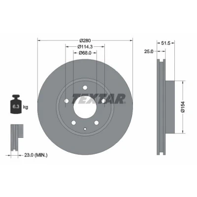 Imagem de TEXTAR PRO 92267503 Disco de travão MAZDA: CX 3, 3 Hatchback, Sedan
