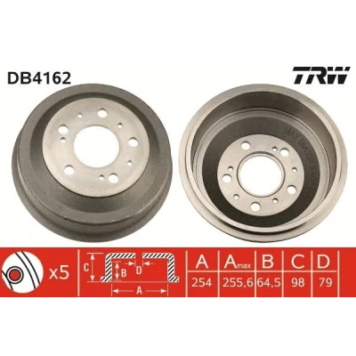 Imagem de TRW DB4162 Tambor de Travão CITROËN: Jumper I Van, FIAT: Ducato II Van
