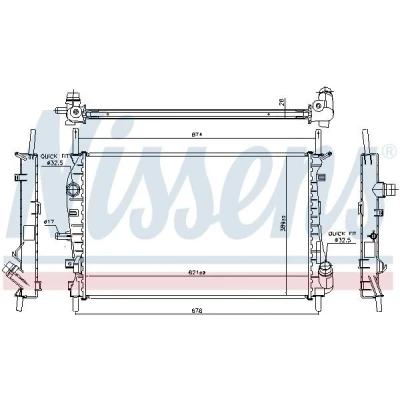 Imagem de NISSENS 62023A Radiador, arrefecimento do motor Alumínio 621 389 26 Aletas de refrigeração soldadas FORD: MONDEO 3, 3 Kombi