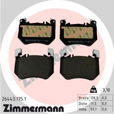 Imagem de ZIMMERMANN 26443.175.1 Jogo de pastilhas para travão disco MERCEDES BENZ: Classe S