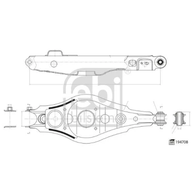 Imagem de FEBI BILSTEIN 194708 Braço de suspensão com chumaceira Eixo traseiro esquerdo, em baixo, traseira transversal Chapa aço TOYOTA: RAV4 III SUV