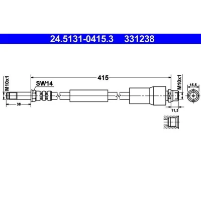Imagem de ATE 24.5131 0415.3 Mangueira de Travão 415 M10x1