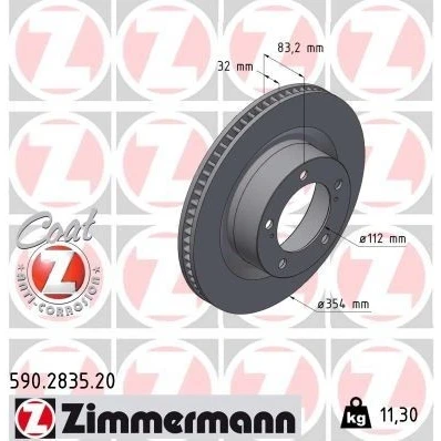 Imagem de ZIMMERMANN 590.2835.20 Disco de travão 354 32 7/5 5 150 interior ventilado revestido TOYOTA: Land Cruiser 200