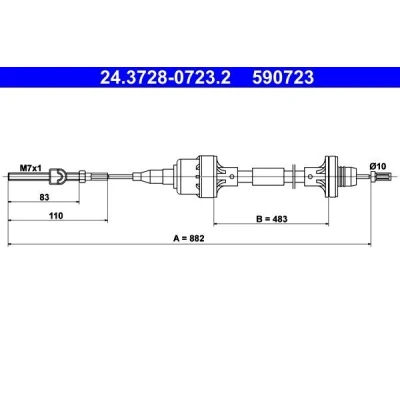 Imagem de ATE 24.3728 0723.2 Cabo de Embreagem OPEL: Astra F CC, Sedan