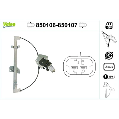 Imagem de Valeo Elevador de vidro à frente, lado esquerdo elétrico com motor sem função conforto 850106 FORD: FIESTA 4