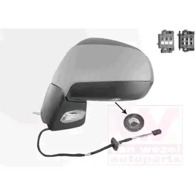 Imagem de Espelho retrovisor Van Wezel 4076817 esquerda com subcapa completo, convexo, para regulação eléctrica dos espelhos, dobrável electricamente, a