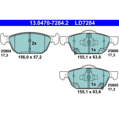 Imagem de ATE 13.0470 7284.2 Jogo de pastilhas para travão disco com avisador sonoro desgaste HONDA: CIVIC 10 Stufenheck, 9, 9 Tourer