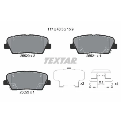 Imagem de TEXTAR 2552001 Jogo de pastilhas para travão disco com avisador sonoro desgaste acessórios KIA: SORENTO 2, 1, Stinger Hatchback