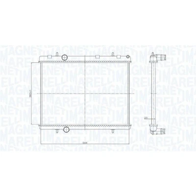 Imagem de MAGNETI MARELLI 350213167800 Radiador, arrefecimento do motor 380mm 544mm 23mm Aletas de refrigeração unidas mecanicamente PEUGEOT: Partner I Van