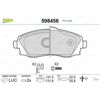Imagem de VALEO 598456 Jogo de pastilhas para travão disco OPEL: Corsa С Van, Combo C Tour, D Van / Carrinha