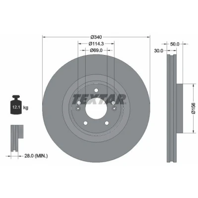Imagem de Disco de travão TEXTAR 92342803 frente/ventilado/1 peça
