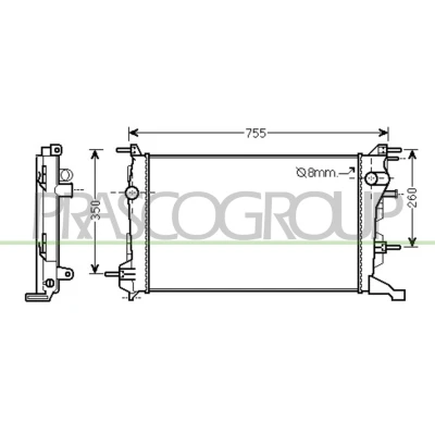 Imagem de PRASCO RN036R003 Radiador, arrefecimento do motor Alumínio 630mm 378mm 23mm Aletas de refrigeração unidas mecanicamente RENAULT: MEGANE 3 Coupe