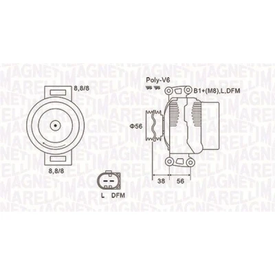 Imagem de MAGNETI MARELLI 063731811010 Alternador 14V 140A VOLKSWAGEN: Passat B6 Sedan, SEAT: Leon II Hatchback, SKODA: Octavia Hatchback