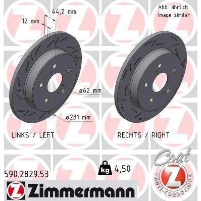 Imagem de ZIMMERMANN 590.2829.53 Disco de travão 281 12 7/5 5 114 cheio, fendido revestido TOYOTA: C HR