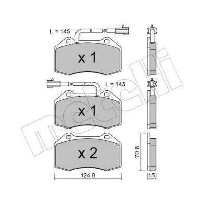 Imagem de METELLI 22 0651 2 Jogo de pastilhas para travão disco incl. contacto aviso desgaste ABARTH: 500 / 595 695 Hatchback, Punto Evo