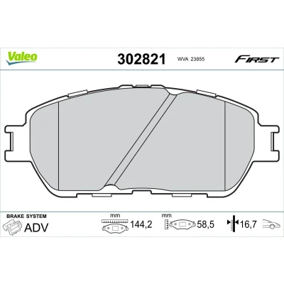 Imagem de VALEO 302821 Jogo de pastilhas para travão disco Eixo dianteiro excl. contacto aviso desgaste sem parafusos, com chapa anti ruído
