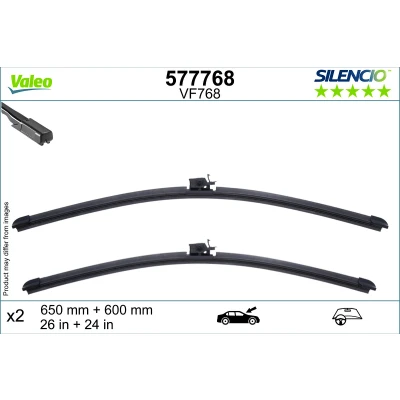 Imagem de Escova do limpa vidros Valeo 577768 650, 600mm à frente plana com spoiler para veículo volante esquerda