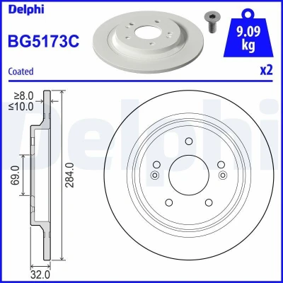 Imagem de Disco de travão DELPHI BG5173C voltar/completo/1 peça