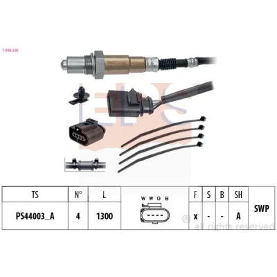 Imagem de EPS 1.998.245 Sonda lambda com material de fixação Made in Italy OE Equivalent aquecimento, plana, Rosca pré lubrificada