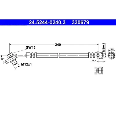 Imagem de ATE 24.5244 0240.3 Mangueira de Travão 240 M10x1 AUDI: A4 B5 Avant, Sedan