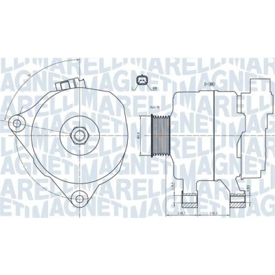 Imagem de MAGNETI MARELLI 063731499010 Alternador 14V 80A PEUGEOT: 206 Hatchback, SW, 406 Sedan, CITROËN: Xsara Picasso, Hatchback