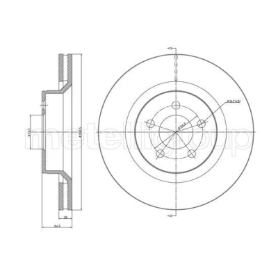 Imagem de METELLI Disco de travão 332,0mm 28,0mm 5 72,1mm ventilado pintado 23 1593C 4779599AA,4779599AB Discos