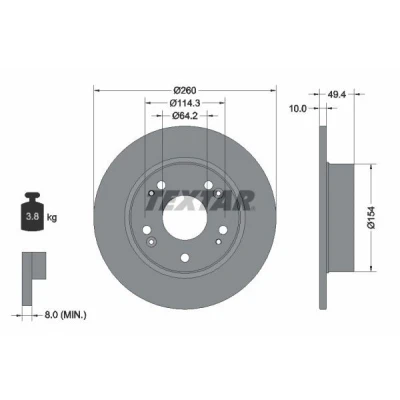 Imagem de TEXTAR Disco de travão HONDA: Accord 7 Limousine, Tourer PRO 260mm 10mm 05/09 114,3mm cheio revestido 92144603 42510SEAE00,42510SEAE50