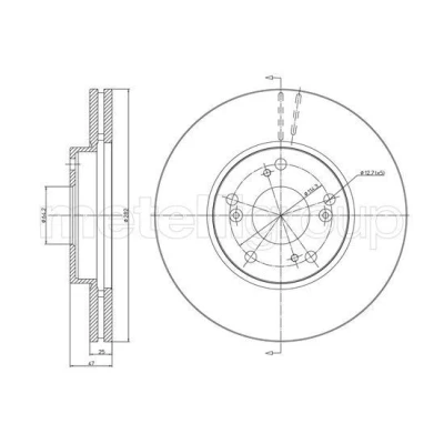 Imagem de METELLI Disco de travão 281,8mm 25,0mm 5 64,1mm ventilado pintado 23 1555C 45251SJHE10 Discos