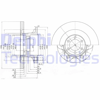 Imagem de DELPHI BG9722 Disco de travão 290 22 6 cheio oleado não tratado sem o rolamento da roda, anel sensor do ABS IVECO: DAILY 3