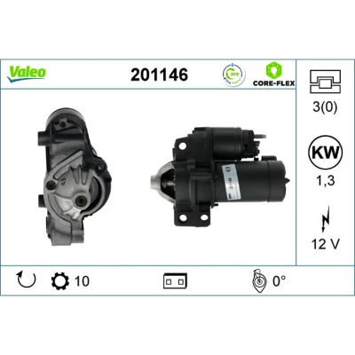 Imagem de VALEO 201146 Motor de arranque 12 1,3 10 RENAULT: CLIO 2, LAGUNA 2 Grandtour, 1, PEUGEOT: 406 Sedan, 807, 407 SW, CITROËN: C5 I Hatchback