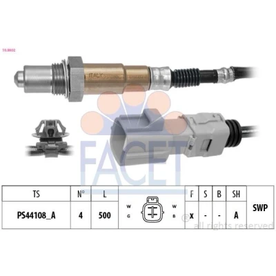 Imagem de FACET 10.8602 Sonda lambda com material de fixação aquecimento, plana, Rosca pré lubrificada