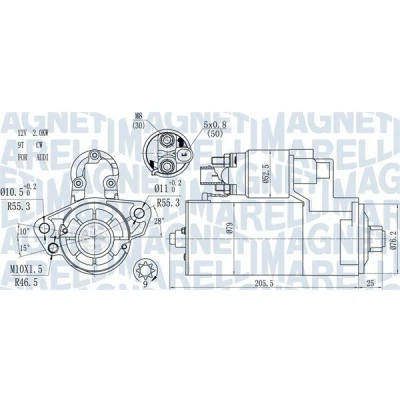 Imagem de MAGNETI MARELLI 063721521010 Motor de arranque 12 2,2 9 VOLKSWAGEN: Touareg I