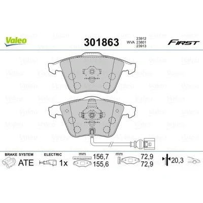 Imagem de VALEO 301863 Jogo de pastilhas para travão disco FIRST Eixo dianteiro incl. contacto aviso desgaste sem chapa anti ruído VOLKSWAGEN: Golf 5
