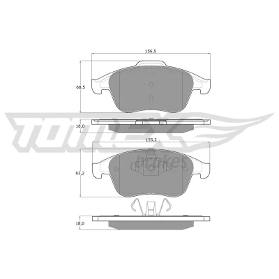 Imagem de TOMEX brakes TX 16 65 Jogo de pastilhas para travão disco Eixo dianteiro RENAULT: Clio 4, GRAND SCENIC 3, LAGUNA 3