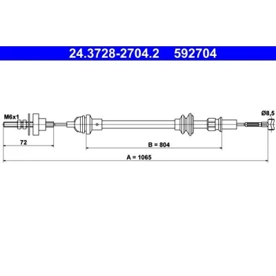 Imagem de ATE 24.3728 2704.2 Cabo de Embreagem SEAT: Ibiza 2, Córdoba I Sedan